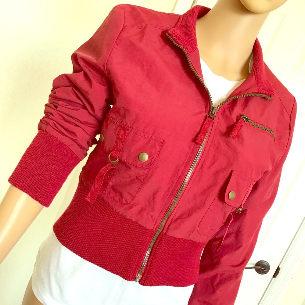 Red bomber jacket